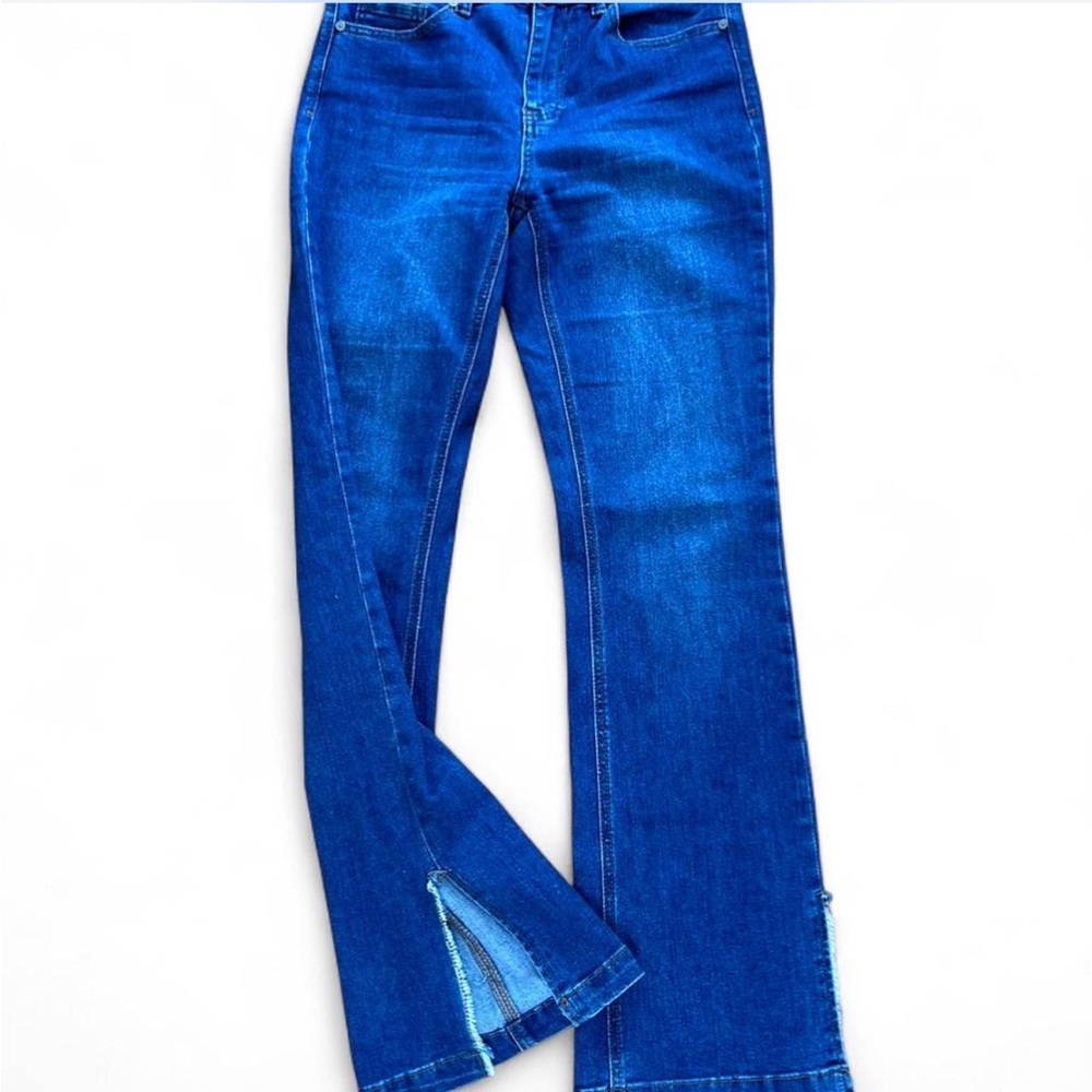 Banjara stretch blue denim bootcut flare  jeans with split hem detailing Size 26